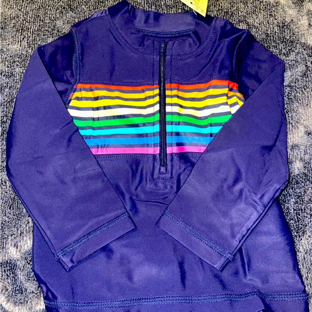 Primary striped rash guard 6-12 mo